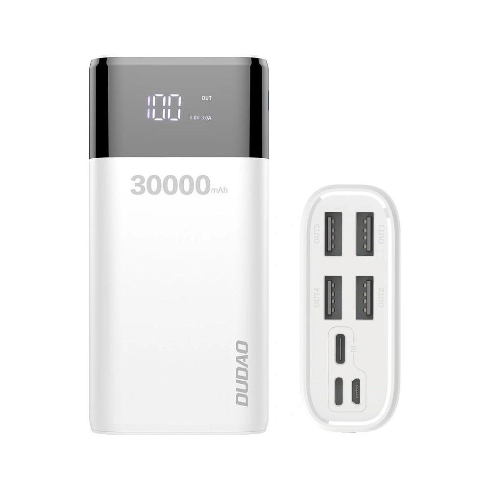 Wholesale Dudao powerbank 4x USB 30000mAh with LCD 3A display white (K8Max white) - DDA48 - {ean13} - Hurt