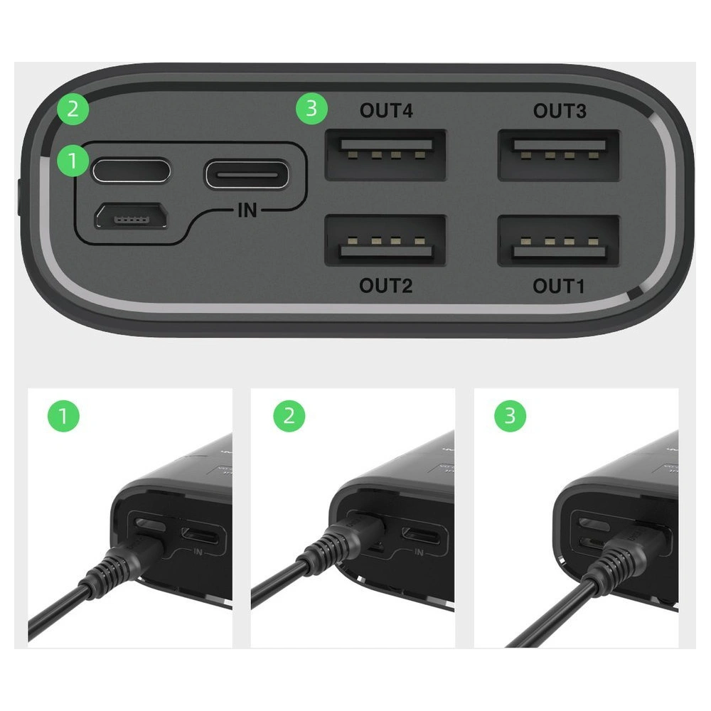 Hurtownia GSM - Powerbank Dudao 4xUSB 30000mAh LCD displej 3A bílý (K8Max white) - DDA48 - {ean13} - Hurt