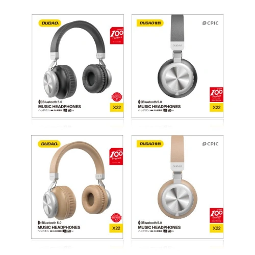 Słuchawki bezprzewodowe nauszne Dudao Bluetooth microSD złoty (X22)