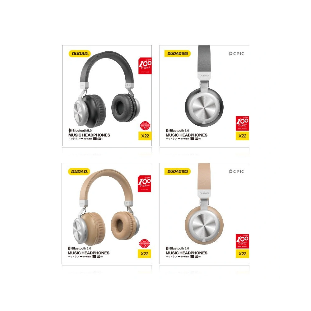 Hurtownia GSM - Căști wireless over-ear Dudao Bluetooth microSD aurii (X22) - DDA51 - {ean13} - Hurt