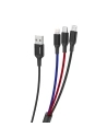 Kabel Dudao 3w1 USB - Lightning/USB-C/microUSB 5A 38cm černý (L10pro)