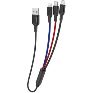 Kabel Dudao 3w1 USB - Lightning/USB-C/microUSB 5A 38cm czarny (L10pro)