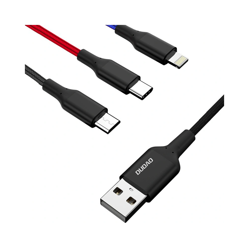 Hurtownia GSM - Kabel Dudao 3w1 USB - Lightning/USB-C/microUSB 5A 38cm černý (L10pro) - DDA52 - {ean13} - Hurt