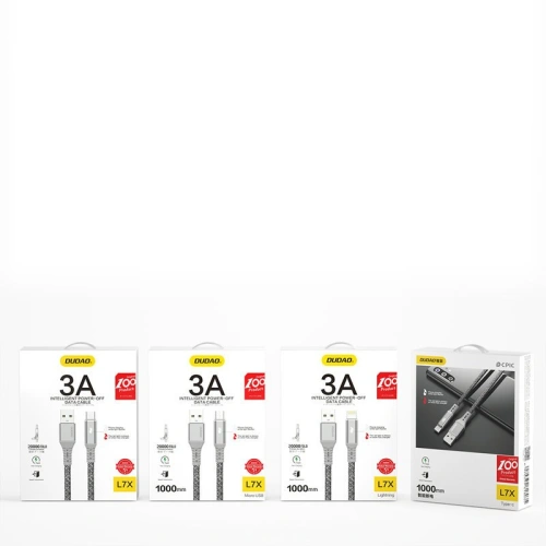 Kabel Dudao USB/microUSB 1m 3A LED szary (L7xM)
