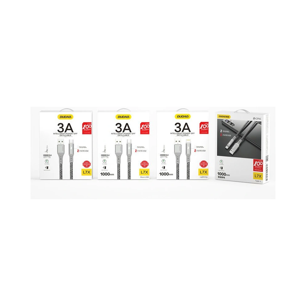 Hurtownia GSM - Kabel Dudao USB - Lightning 1m 3A LED šedý (L7xL) - DDA60 - {ean13} - Hurt
