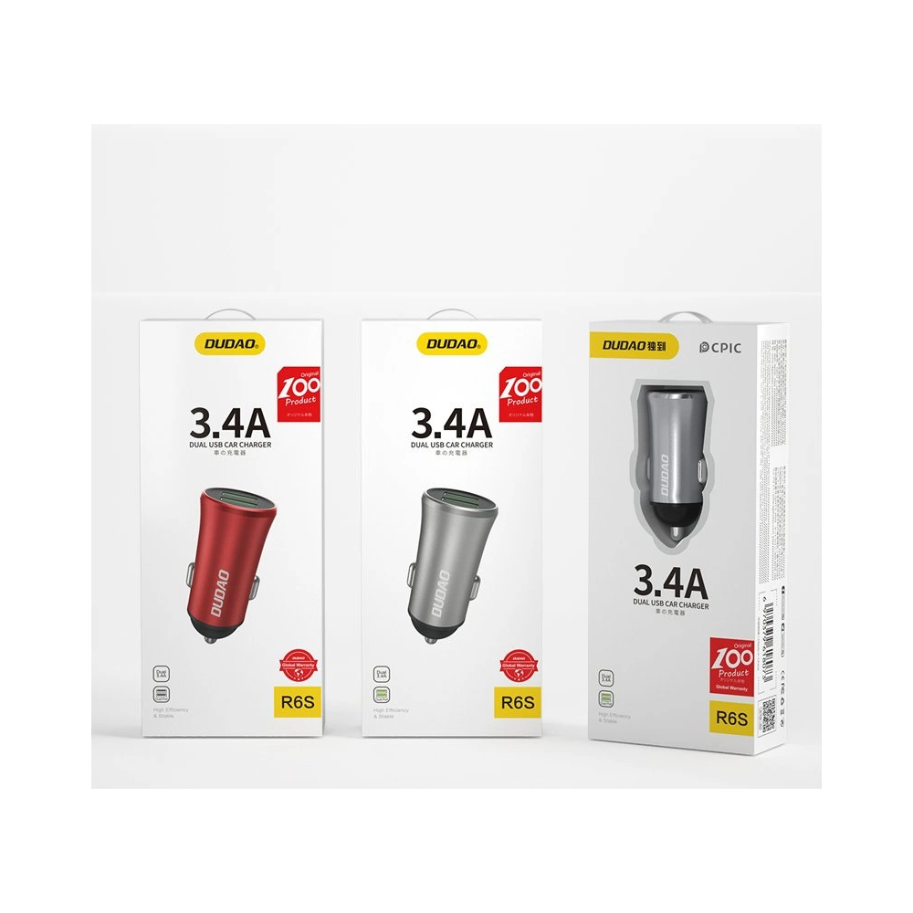 Hurtownia GSM - Auto nabíječka Dudao 3,4A 2xUSB stříbrná (R6S) - DDA64 - {ean13} - Hurt