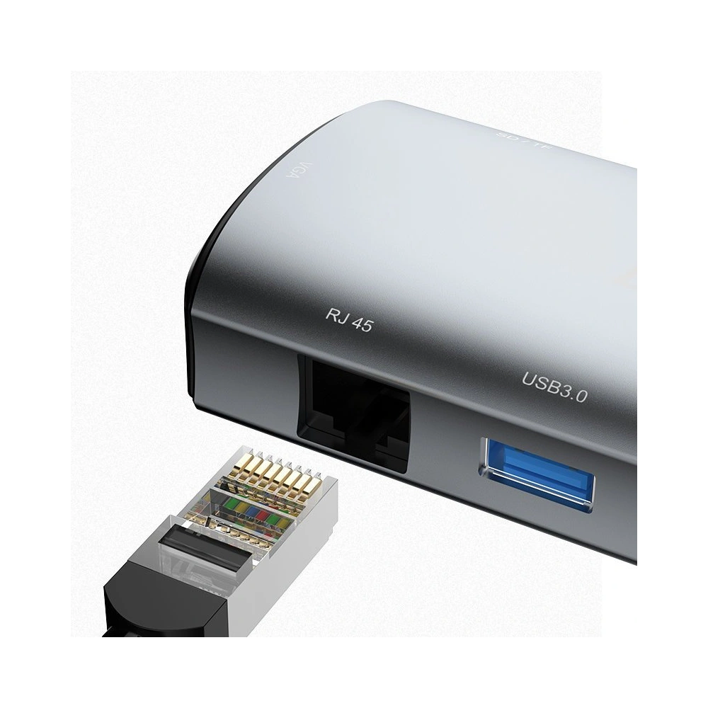 Hurtownia GSM - Hub Dudao 11w1 USB-C - USB-C PD 60 W/HDMI/3,5 mm mini jack/USB 2.0/čtečka karet/VGA/RJ45/3x USB 3.2 Gen 1 šedý (A15Pro) - DDA66 - {ean13} - Hurt