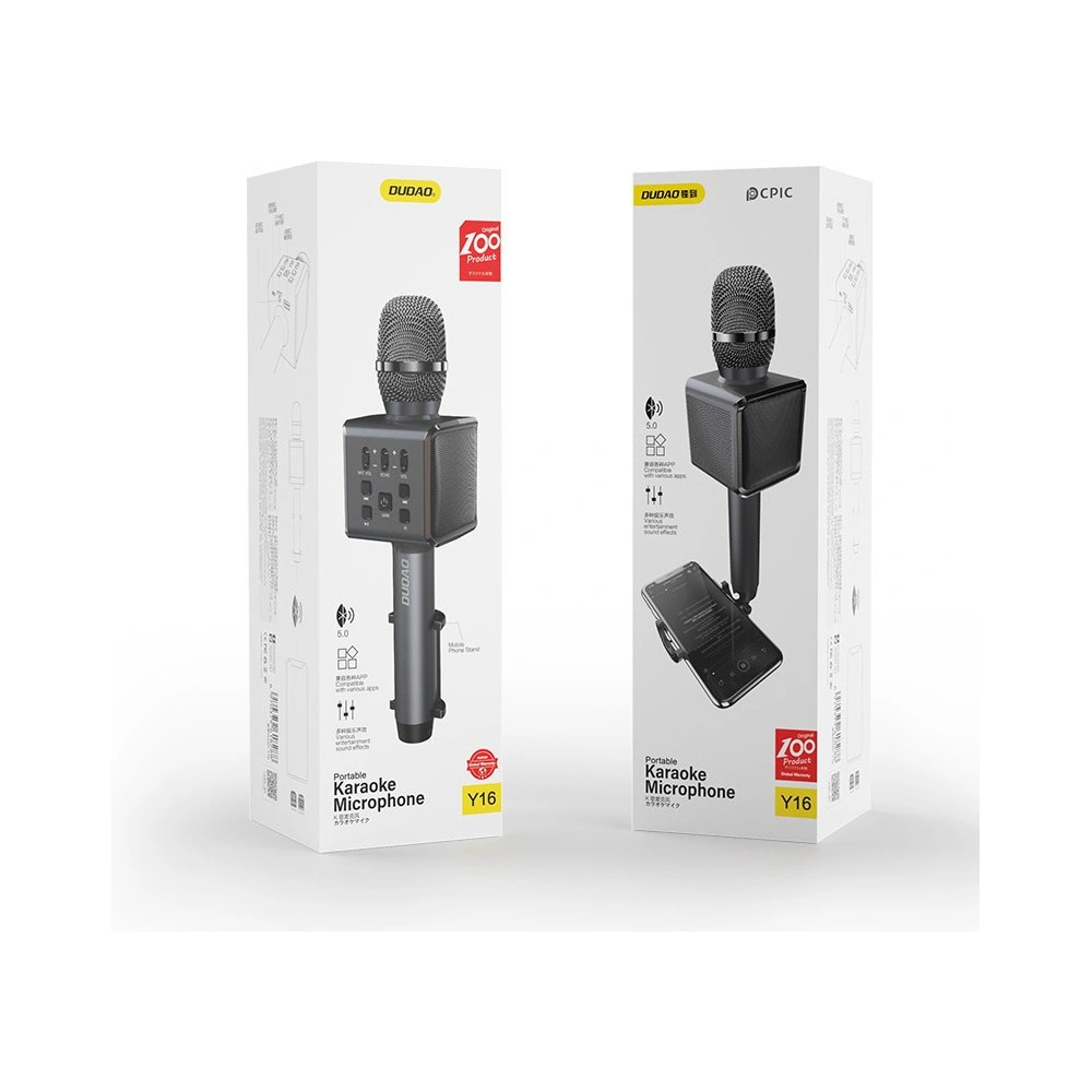 Hurtownia GSM - Bezdrátový mikrofon na karaoke Dudao Bluetooth reproduktor držák na telefon černý (Y16) - DDA67 - {ean13} - Hurt