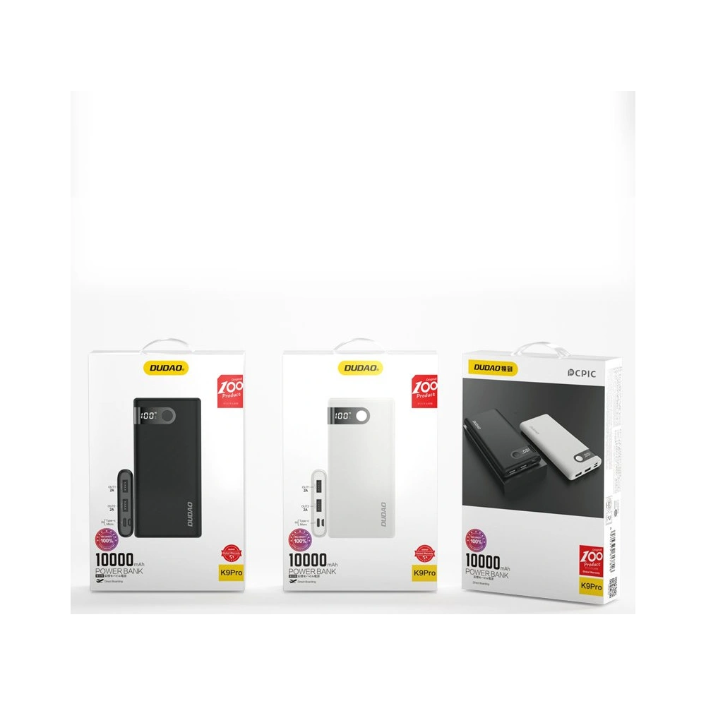 Wholesale Dudao powerbank 10000 mAh 2x USB / USB Type C / micro USB 2 A with LED screen black (K9Pro-02) - DDA74 - {ean13} - Hurt