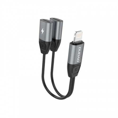 Dudao Distributor - 6970379618530 - DDA78 - Dudao Headphone Adapter Lightning to 2x Lightning Adapter for Music and Charging Gray (L17i gray) - B2B homescreen