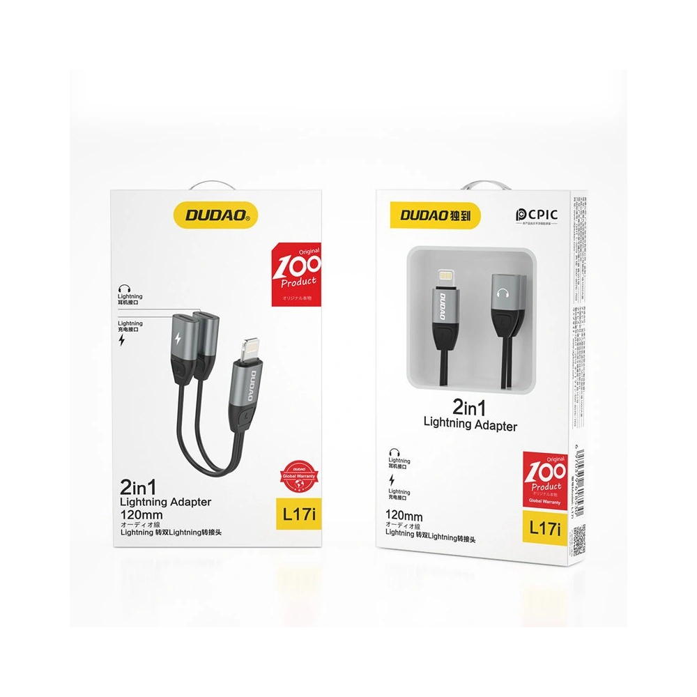 Hurtownia GSM - Adaptér audio Dudao Lightning - 2x Lightning šedý (L17i) - DDA78 - {ean13} - Hurt