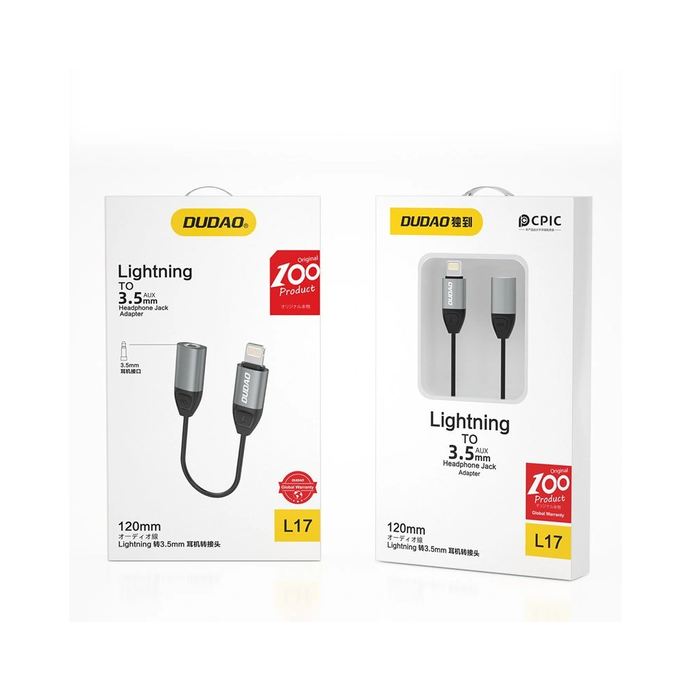 Hurtownia GSM - Audio-Adapter Dudao Lightning - Lightning/3,5mm Mini-Klinke grau (L17) - DDA79 - {ean13} - Hurt