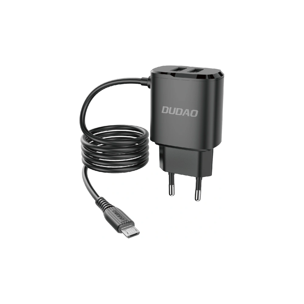 Hurtownia GSM - Síťová nabíječka Dudao 2xUSB s vestavěným kabelem microUSB 12W černá (A2ProM) - DDA85 - {ean13} - Hurt