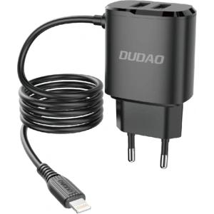 Hurtownia GSM - Síťová nabíječka Dudao 2x USB s vestavěným kabelem Lightning 12W černá (A2ProL) - DDA87 - {ean13} - Hurt
