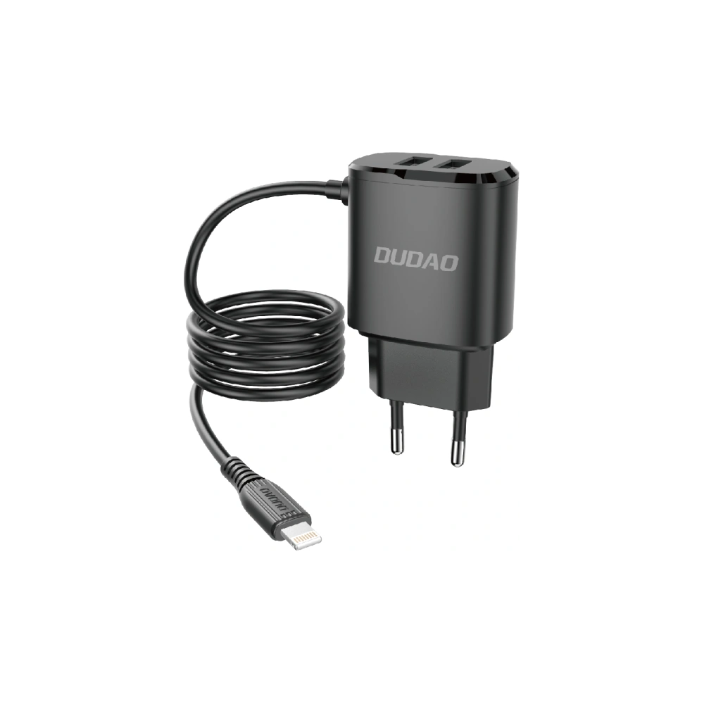 Hurtownia GSM - Síťová nabíječka Dudao 2x USB s vestavěným kabelem Lightning 12W černá (A2ProL) - DDA87 - {ean13} - Hurt