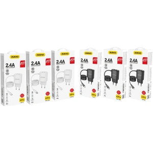 Hurtownia GSM - Síťová nabíječka Dudao 2x USB s vestavěným kabelem Lightning 12W černá (A2ProL) - DDA87 - {ean13} - Hurt