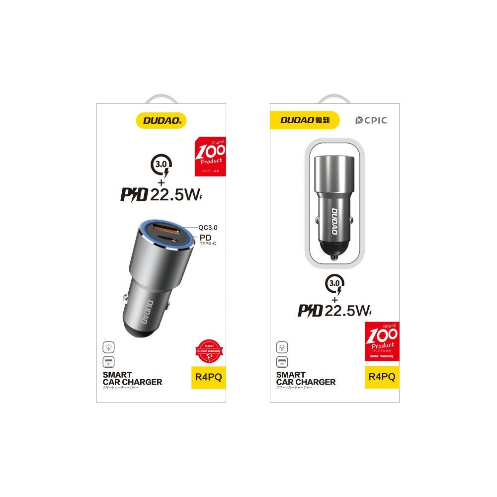 Hurtownia GSM - Încărcător auto Dudao USB/USB-C Power Delivery Quick Charge 22,5W gri (R4PQ) - DDA88 - {ean13} - Hurt