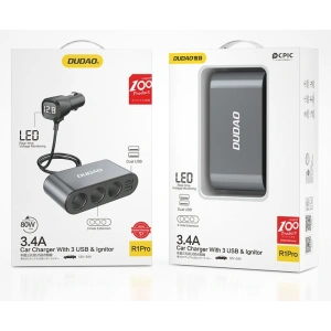 Hurtownia GSM - Auto nabíječka Dudao 2xUSB/3x rozdělovač zapalovače černá (R1Pro) - DDA95 - {ean13} - Hurt
