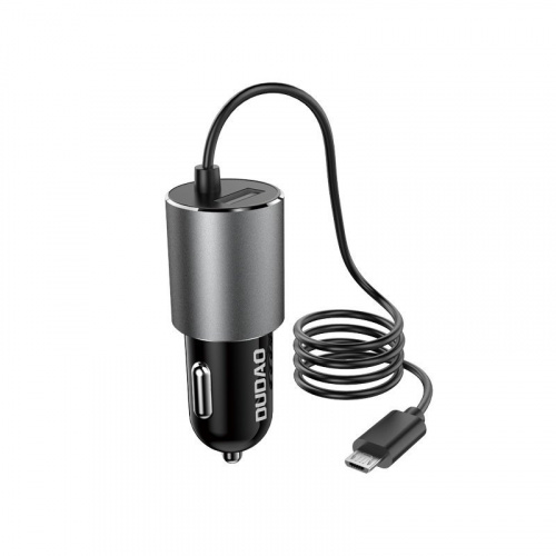 Dudao Distributor - 6973687240530 - DDA98 - Dudao USB car charger with built-in micro USB 3.4 A cable black (R5Pro M) - B2B homescreen