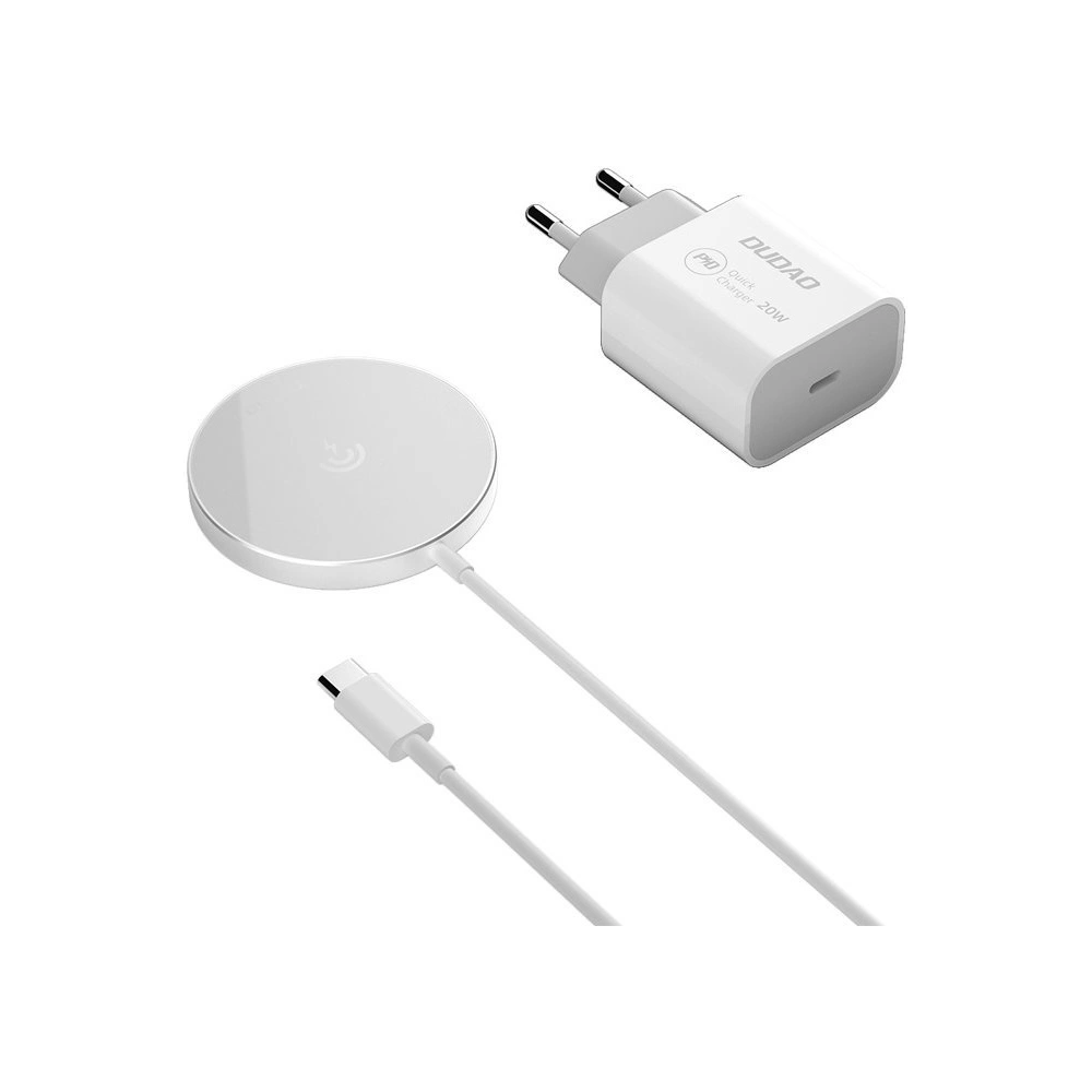 Hurtownia GSM - Bezdrátová nabíječka MagSafe Dudao Qi 15W + síťová nabíječka 20W bílá (A12XS) - DDA106 - {ean13} - Hurt