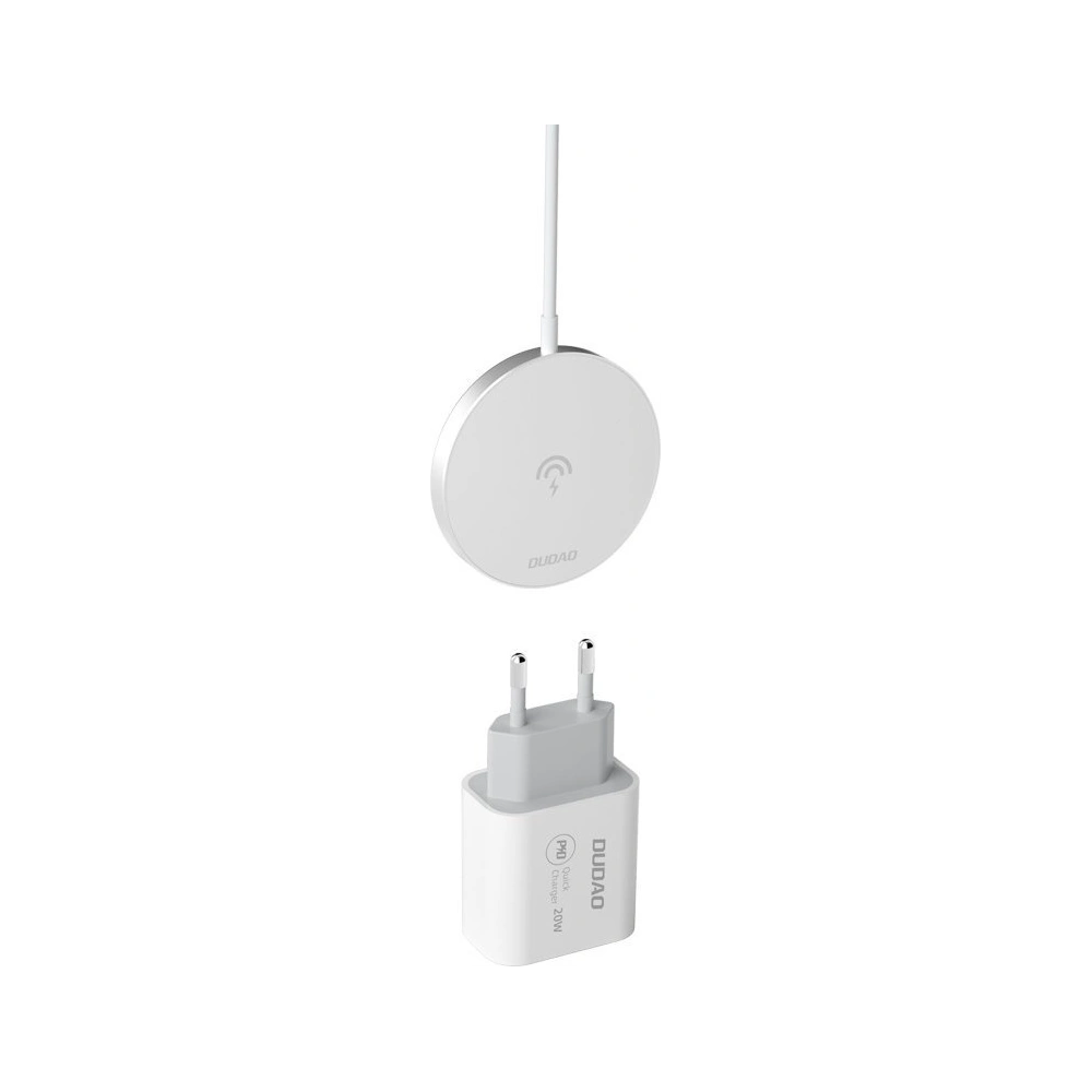 Hurtownia GSM - Bezdrátová nabíječka MagSafe Dudao Qi 15W + síťová nabíječka 20W bílá (A12XS) - DDA106 - {ean13} - Hurt