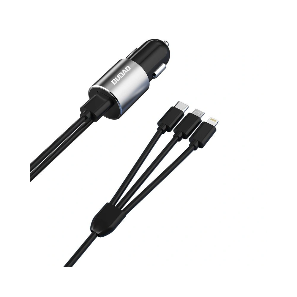 Hurtownia GSM - Auto nabíječka Dudao 3w1 USB 3,4 A s vestavěným kabelem Lightning/USB-C/microUSB černá (R5ProN) - DDA111 - {ean13} - Hurt