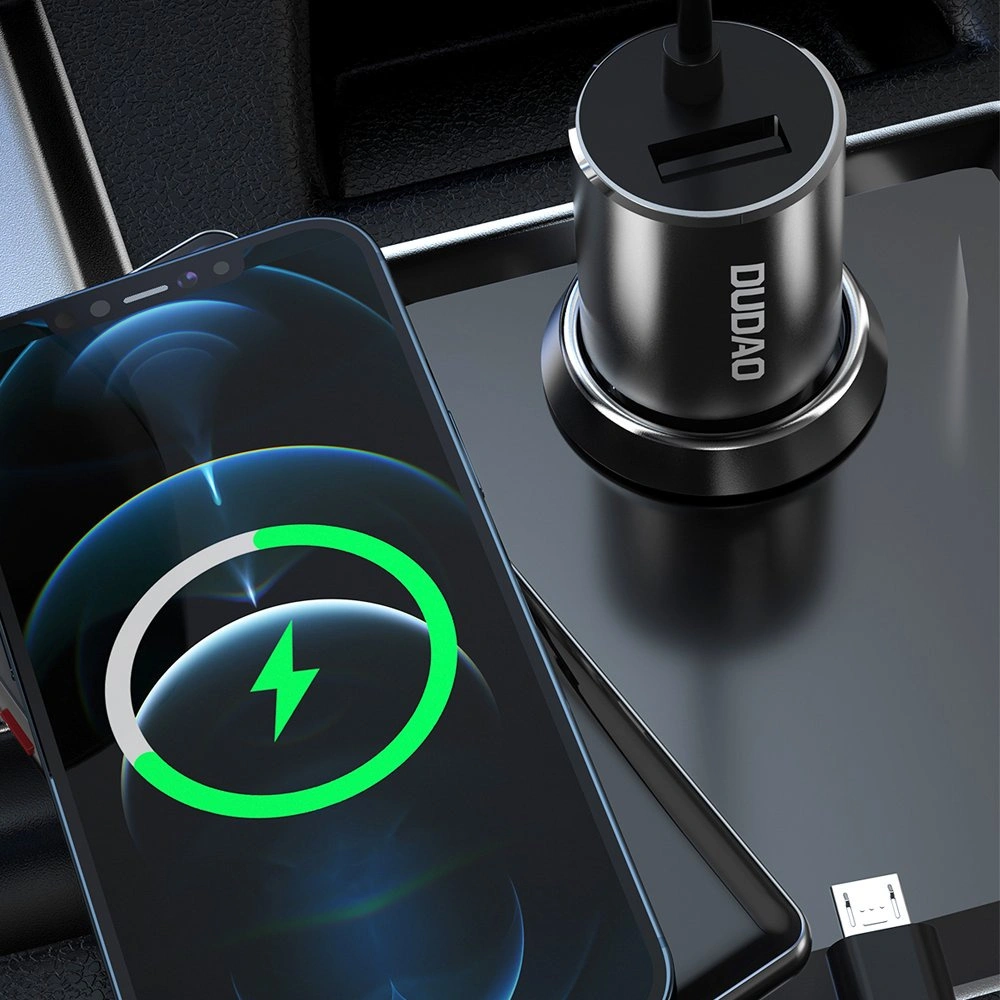 Hurtownia GSM - Auto nabíječka Dudao 3w1 USB 3,4 A s vestavěným kabelem Lightning/USB-C/microUSB černá (R5ProN) - DDA111 - {ean13} - Hurt