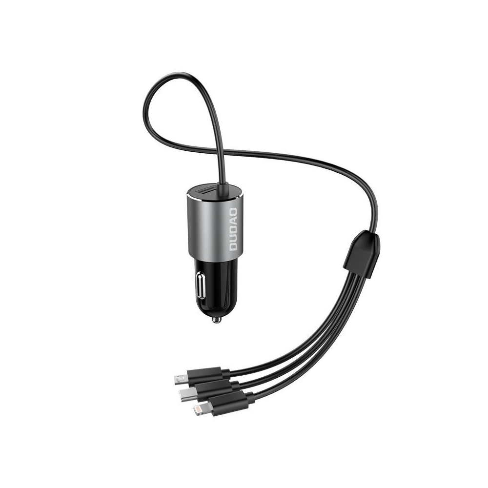 Hurtownia GSM - Auto nabíječka Dudao 3w1 USB 3,4 A s vestavěným kabelem Lightning/USB-C/microUSB černá (R5ProN) - DDA111 - {ean13} - Hurt
