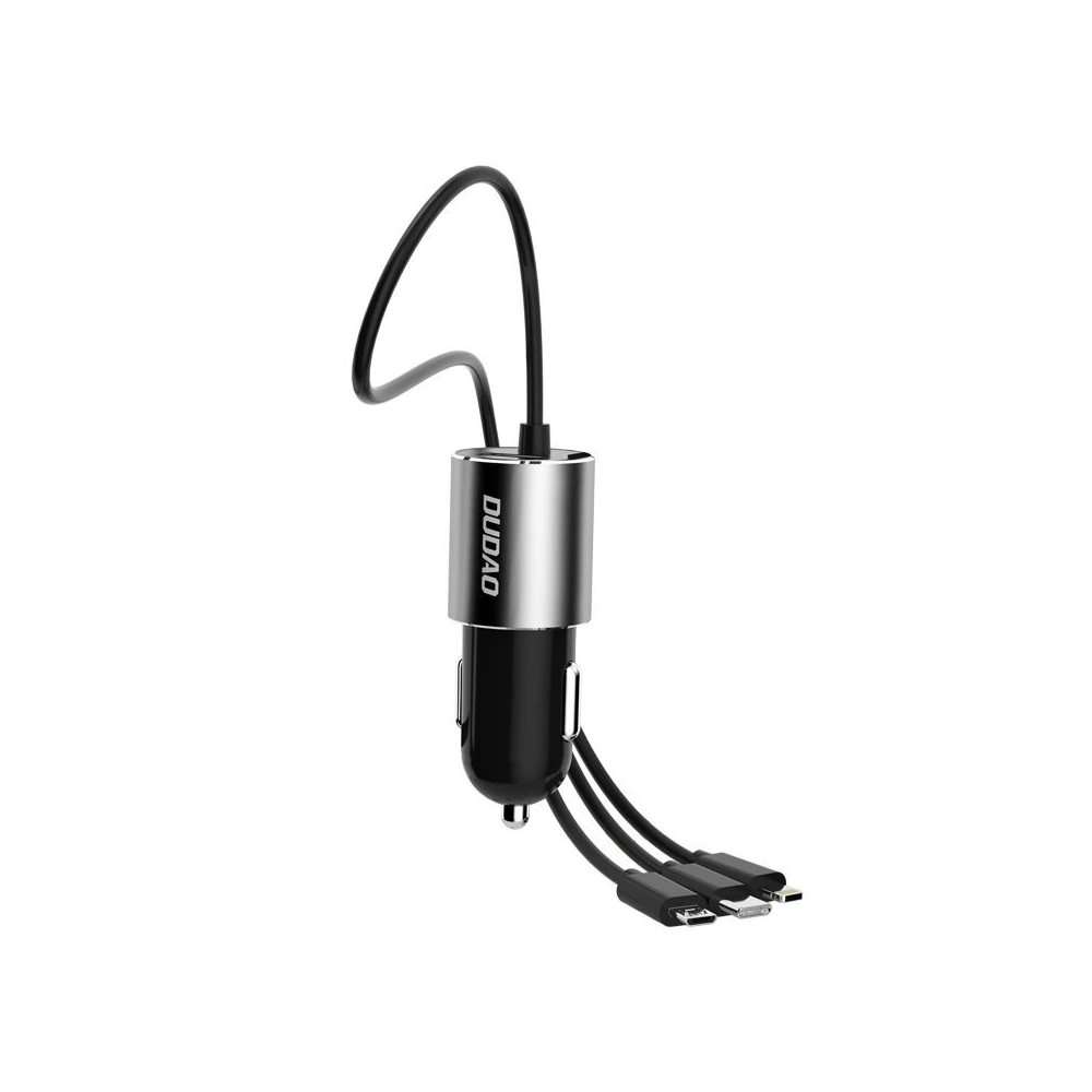 Hurtownia GSM - Auto nabíječka Dudao 3w1 USB 3,4 A s vestavěným kabelem Lightning/USB-C/microUSB černá (R5ProN) - DDA111 - {ean13} - Hurt