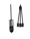 Hurtownia GSM - Auto nabíječka Dudao 3w1 USB 3,4 A s vestavěným kabelem Lightning/USB-C/microUSB černá (R5ProN) - DDA111 - {ean13} - Hurt