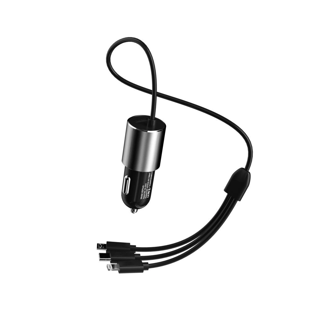 Hurtownia GSM - Auto nabíječka Dudao 3w1 USB 3,4 A s vestavěným kabelem Lightning/USB-C/microUSB černá (R5ProN) - DDA111 - {ean13} - Hurt