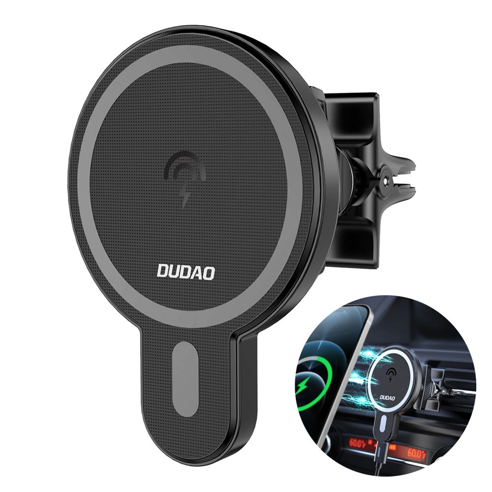 Hurtownia GSM - Suport auto magnetic cu încărcător inductiv Dudao MagSafe Qi 15W negru (F13) - DDA117 - {ean13} - Hurt