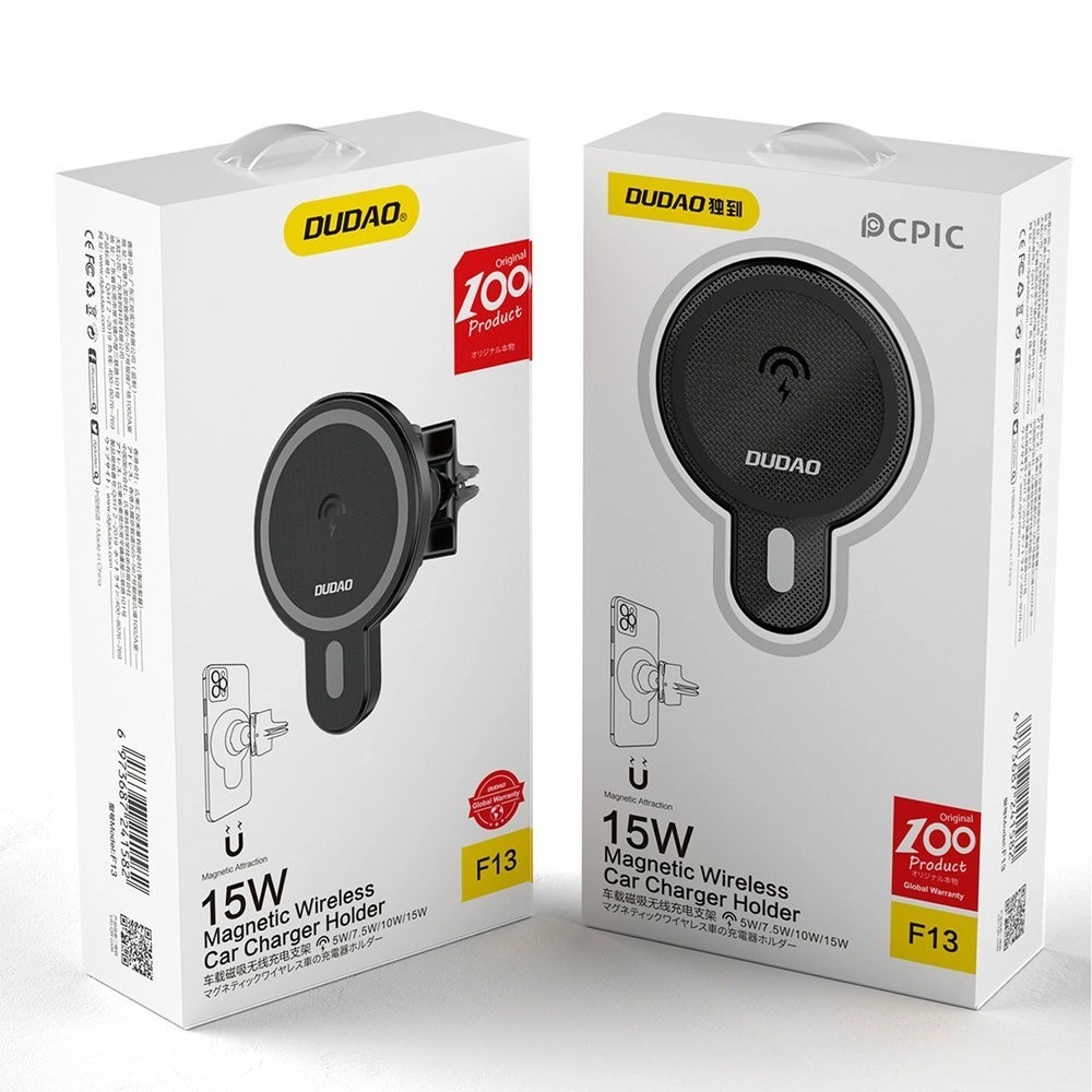 Hurtownia GSM - Uchwyt samochodowy magnetyczny z ładowarką indukcyjną Dudao MagSafe Qi 15W czarny (F13) - DDA117 - {ean13} - Hurt