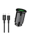 Auto nabíječka Dudao s porty USB QC3.0 + USB-C PD černá + kabel USB-C - Lightning 18W černá (R3PRO)
