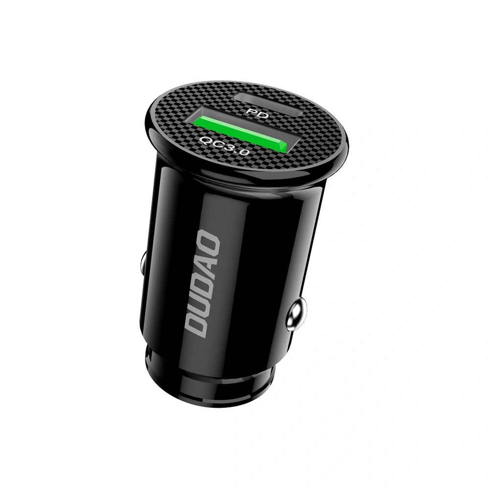 Hurtownia GSM - Auto nabíječka Dudao s porty USB QC3.0 + USB-C PD černá + kabel USB-C - Lightning 18W černá (R3PRO) - DDA127 - {ean13} - Hurt