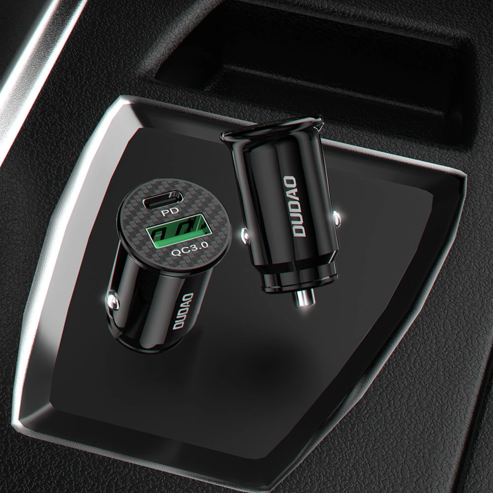 Hurtownia GSM - Auto nabíječka Dudao s porty USB QC3.0 + USB-C PD černá + kabel USB-C - Lightning 18W černá (R3PRO) - DDA127 - {ean13} - Hurt