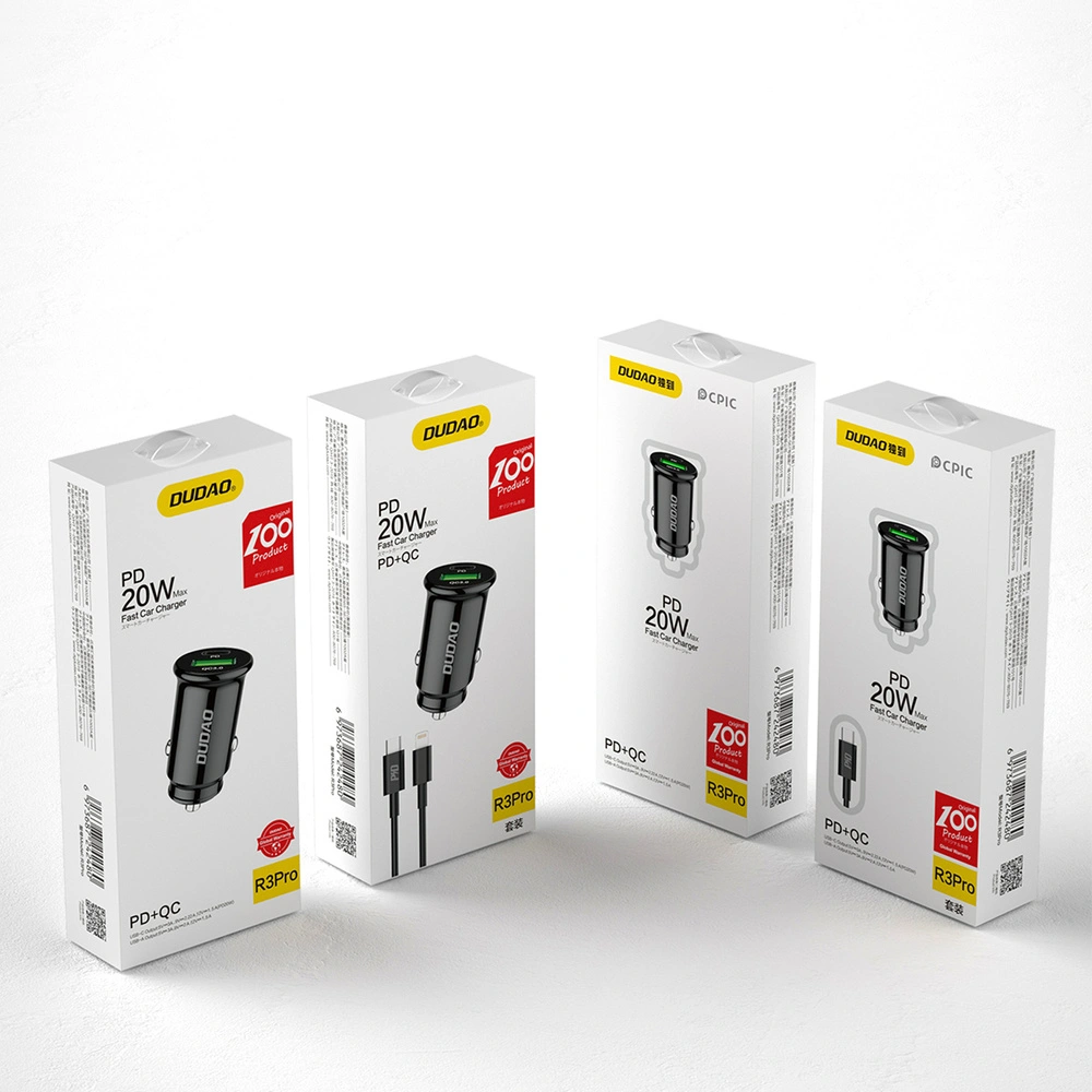 Hurtownia GSM - Auto nabíječka Dudao s porty USB QC3.0 + USB-C PD černá + kabel USB-C - Lightning 18W černá (R3PRO) - DDA127 - {ean13} - Hurt