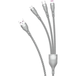 Kabel Dudao 3w1 USB - Lightning/microUSB/USB-C 65W 1,2m szary (L20X)