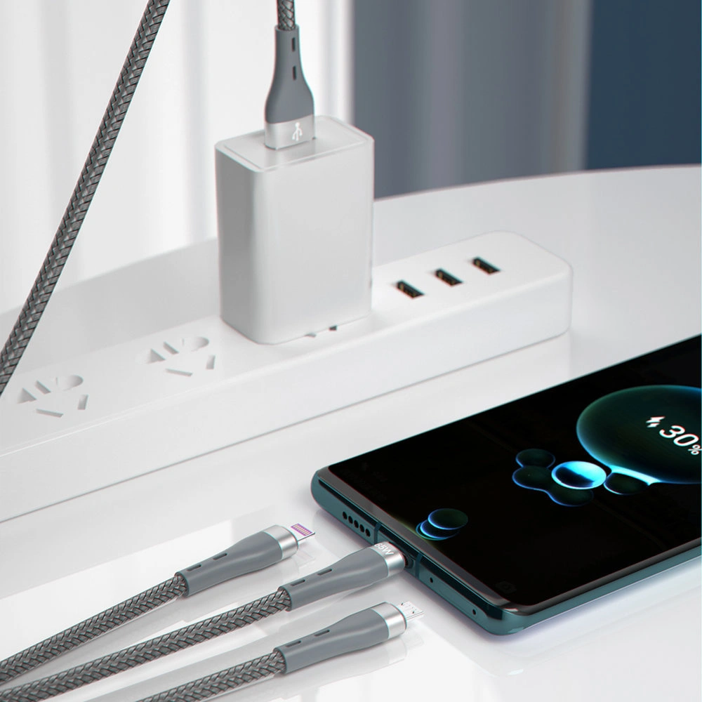 Hurtownia GSM - Kabel Dudao 3w1 USB - Lightning/microUSB/USB-C 65W 1,2m šedý (L20X) - DDA132 - {ean13} - Hurt