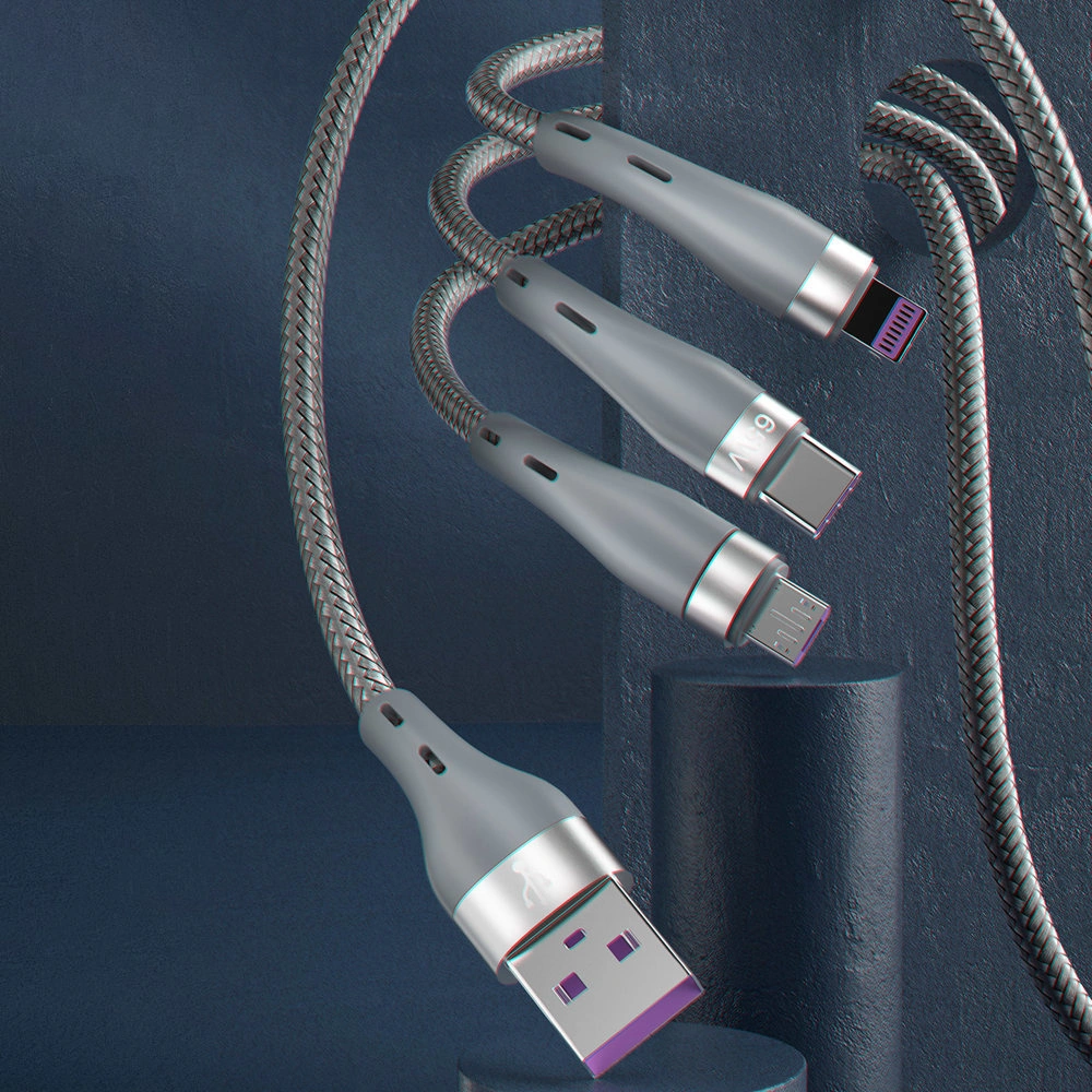 Hurtownia GSM - Kabel Dudao 3w1 USB - Lightning/microUSB/USB-C 65W 1,2m šedý (L20X) - DDA132 - {ean13} - Hurt