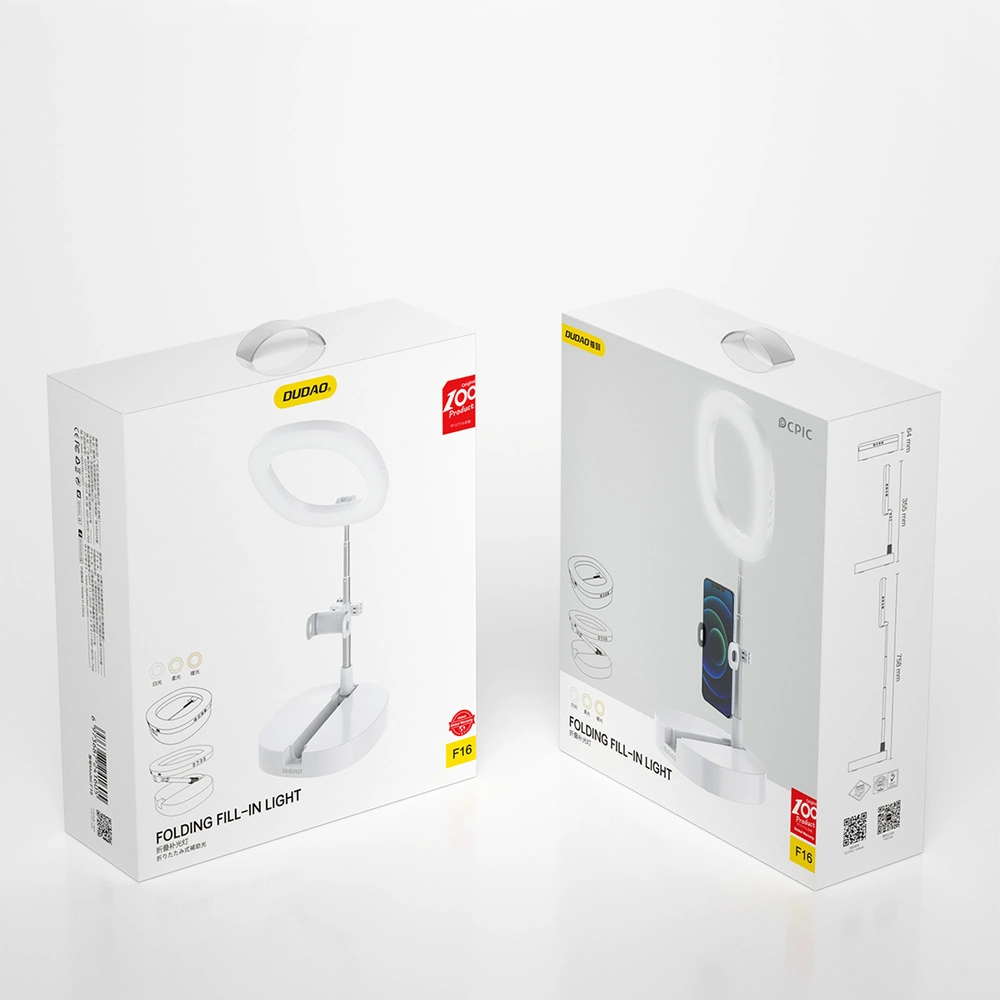 Hurtownia GSM - Uchyt s LED lampou Dudao Ring Flash bílý (F16) - DDA141 - {ean13} - Hurt