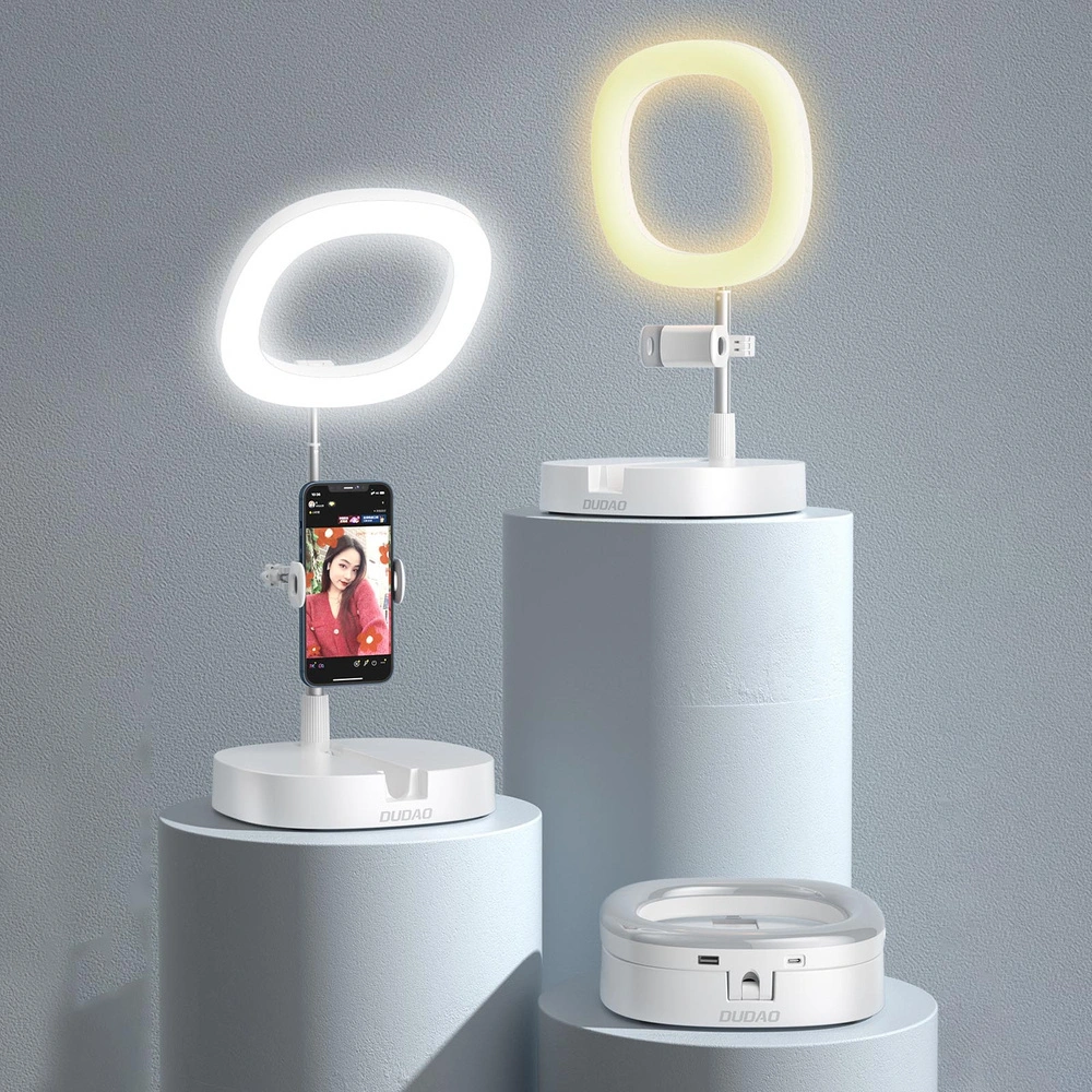 Wholesale Dudao Lamp LED Ring Flash Tripod Kit for Live Streaming Videos YouTube TikTok Instagram Phone Holder for Selfie Ring Light White (F16) - DDA141 - {ean13} - Hurt