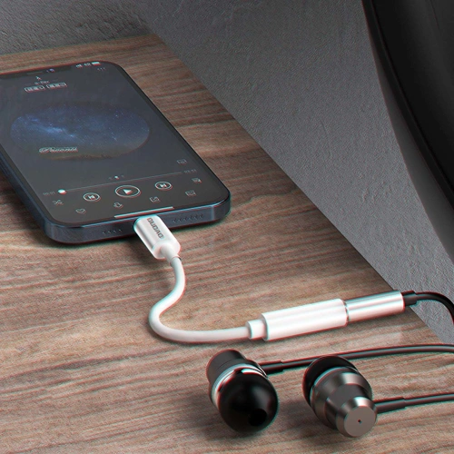 Adapter audio Dudao Lightning/mini jack 3,5mm 10cm biały (L16)