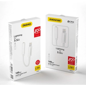 Hurtownia GSM - Adaptér audio Dudao Lightning/mini jack 3,5mm 10cm bílý (L16) - DDA147 - {ean13} - Hurt