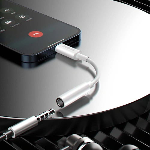 Adapter audio Dudao Lightning/mini jack 3,5mm 10cm biały (L16)