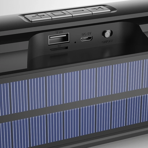 Głośnik Bluetooth 5.0 Dudao 5W 1200mAh radio FM panel solarny czarny (Y1XS)