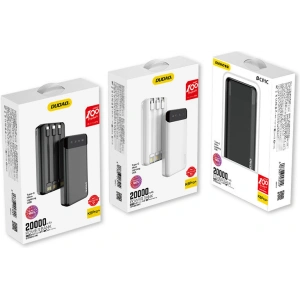 Hurtownia GSM - Powerbank Dudao 20000mAh s 3 vestavěnými kabely USB-C/microUSB/Lightning černý (K6Pro+) - DDA166 - {ean13} - Hurt