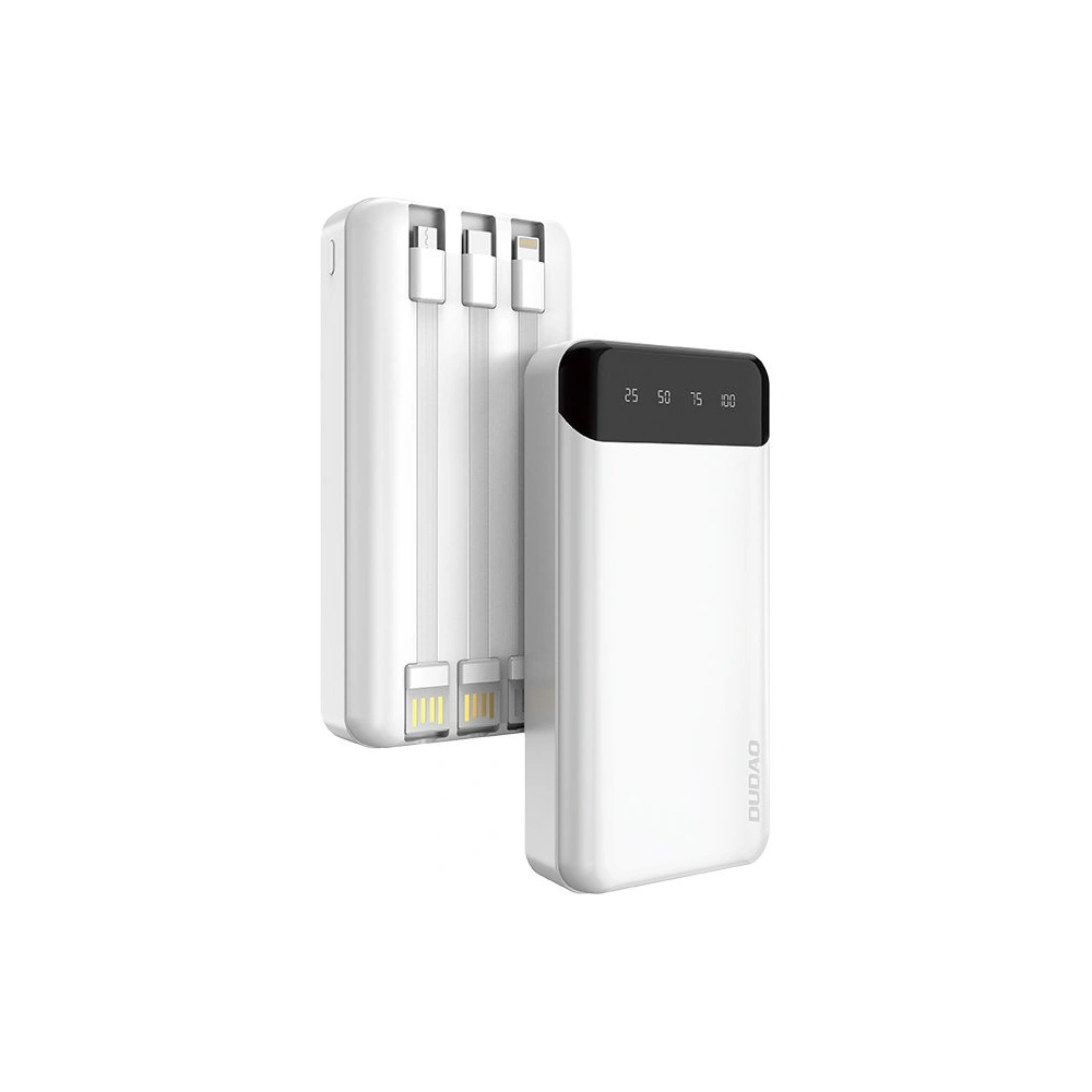 Hurtownia GSM - Powerbank Dudao 20000mAh se 3 vestavěnými kabely USB-C/microUSB/Lightning bílý (K6Pro+) - DDA167 - {ean13} - Hurt