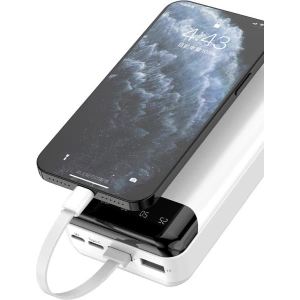 Hurtownia GSM - Powerbank Dudao 20000mAh se 3 vestavěnými kabely USB-C/microUSB/Lightning bílý (K6Pro+) - DDA167 - {ean13} - Hurt