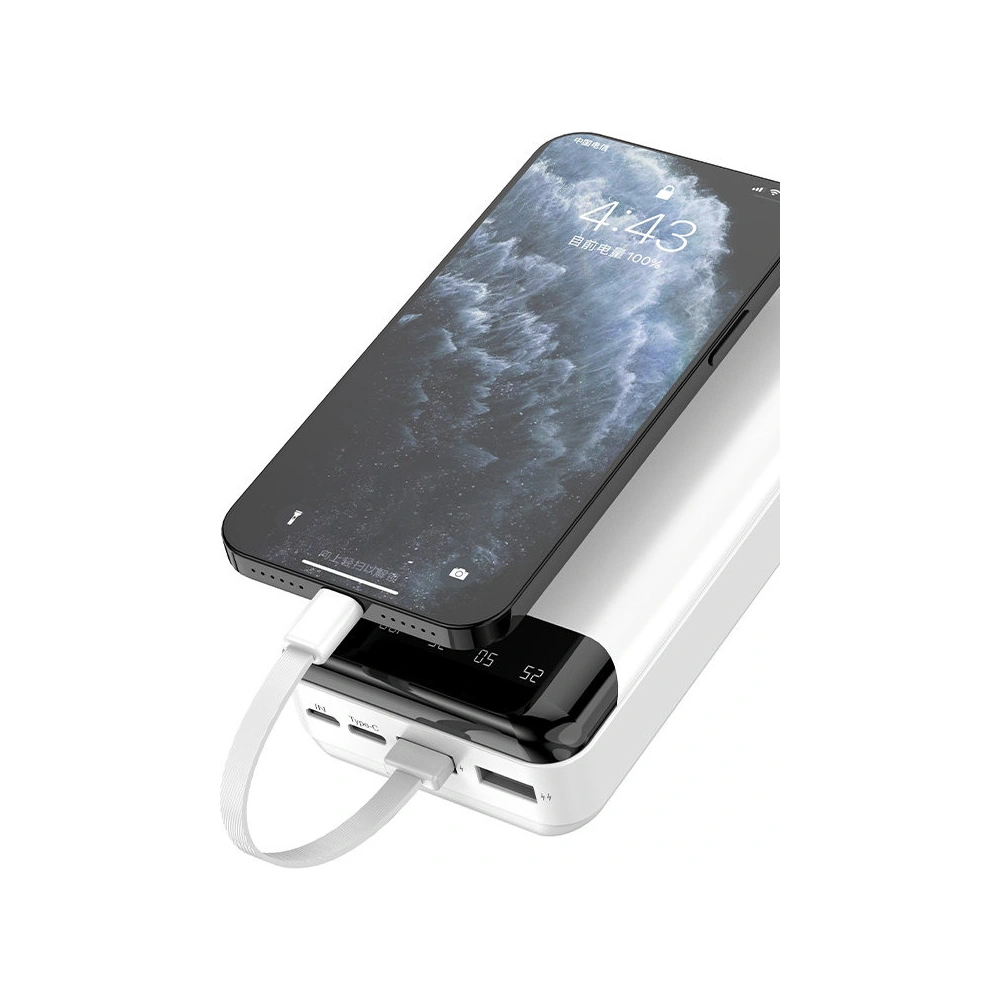 Hurtownia GSM - Powerbank Dudao 20000mAh se 3 vestavěnými kabely USB-C/microUSB/Lightning bílý (K6Pro+) - DDA167 - {ean13} - Hurt